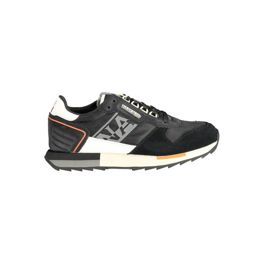 Napapijri Black Leather Men Sneaker Napapijri Dark Slate Gray