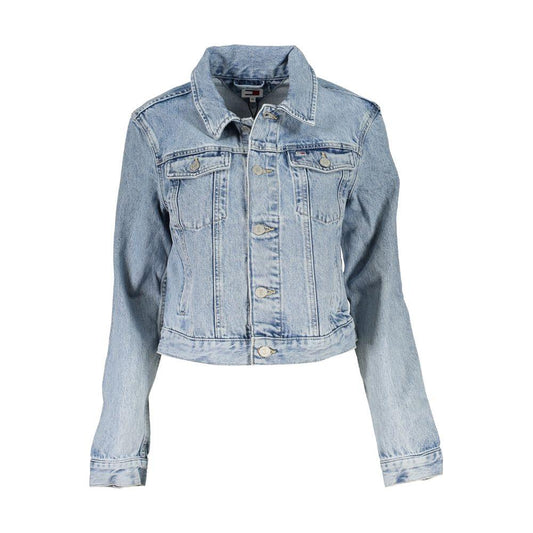Tommy Hilfiger Light Blue Cotton Women Jacket Tommy Hilfiger Dark Gray
