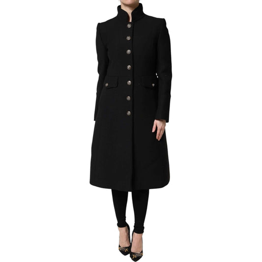 Dolce & Gabbana Black Wool Single Breasted Trench Coat Jacket
