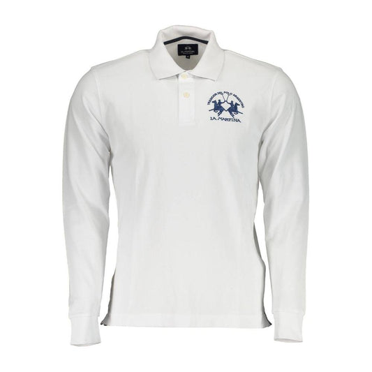 La Martina White Cotton Men Polo Shirt