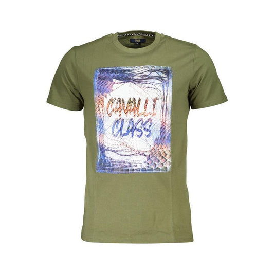 Cavalli Class Green Cotton Men T-Shirt