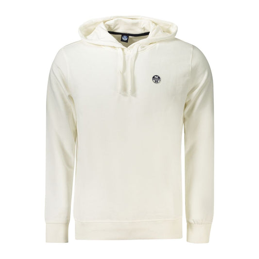 North Sails white cotton men's sweater with hood and logo, long sleeves, perfect for casual sophistication and modern style.