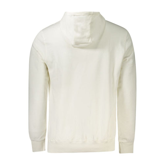 Back view of North Sails white cotton men’s hooded sweater, showcasing long sleeves and modern design for stylish casual wear.