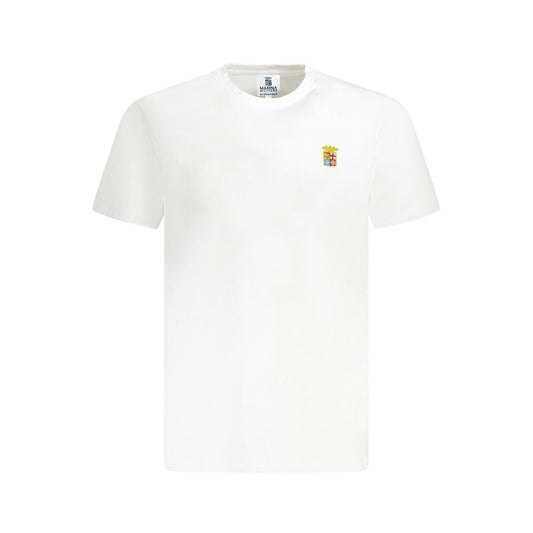 Marina Militare white cotton T-shirt with crew neck, short sleeves, and logo embroidery on front.