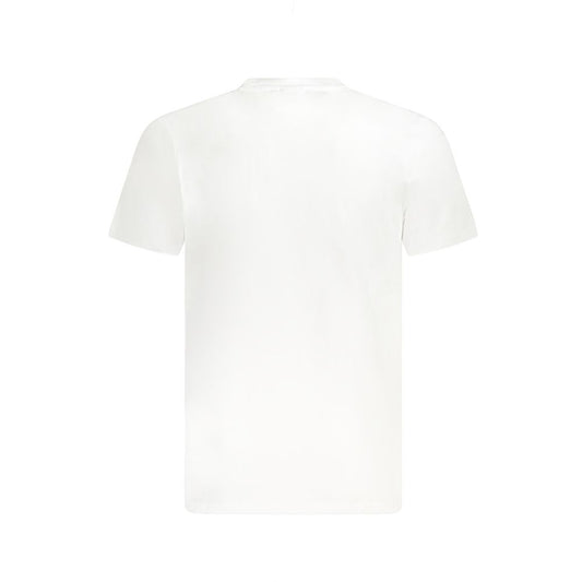 Back view of Marina Militare White Cotton T-Shirt with short sleeves, crew neck, and embroidered logo.
