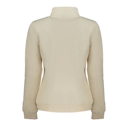 Rear view of Norway 1963 beige cotton women sweater with long sleeves and subtle detailing, perfect for casual wear.