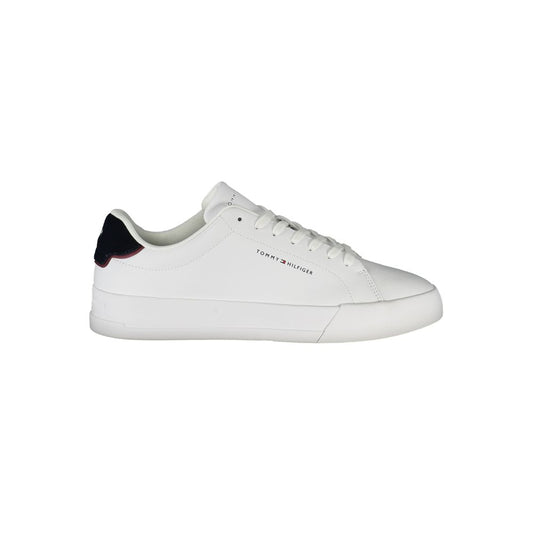 Tommy Hilfiger White Men's Sneakers with Blue Accents and Iconic Logo, Featuring Removable Insole for Custom Comfort