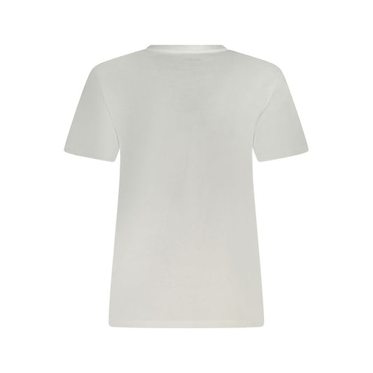 Back view of Pepe Jeans white cotton T-shirt, short sleeve with crew neck, featuring sustainable 100% cotton material.