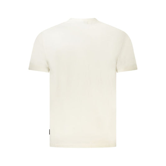 Napapijri white cotton men's T-shirt, back view, showcasing relaxed fit and sustainable organic fabric.