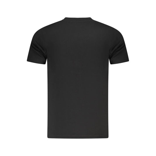 Back view of Cavalli Class black cotton men's T-shirt featuring bold style and premium comfort.
