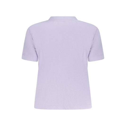 Back view of Calvin Klein purple cotton women's T-shirt showcasing its short sleeve design and sleek crew neck.