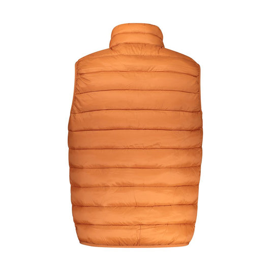 Norway 1963 sleeveless orange jacket with contrasting details, features 2 external and 2 internal pockets, zip closure, and logo application.