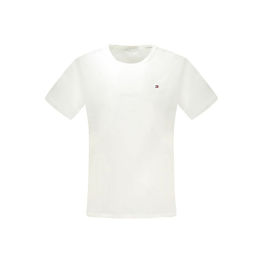 Tommy Hilfiger White Cotton Men's T-Shirt with Iconic Embroidery Logo
