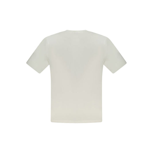 Back view of North Sails white cotton men's T-shirt showcasing short sleeves and sleek design, crafted for comfort and style.