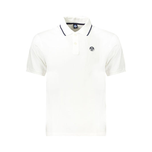 North Sails White Cotton Men Polo Shirt with short sleeves, nautical chic style, contrasting details, and iconic logo.