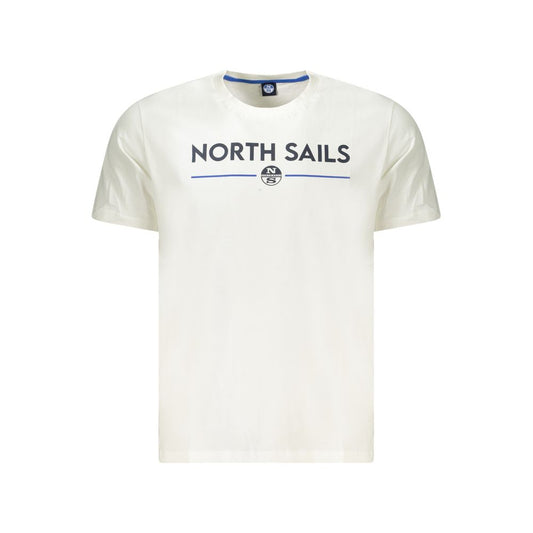 North Sails white cotton men's t-shirt with bold print and logo