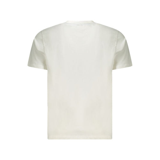 Back view of North Sails white cotton men's T-shirt with short sleeves and crew neck.