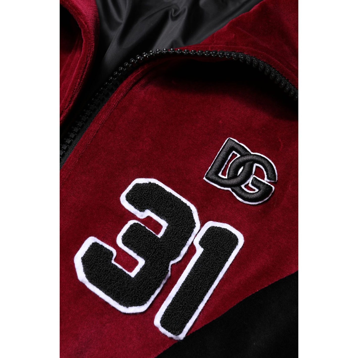 Dolce & Gabbana Red Black Cotton Logo FullZip Bomber Jacket TSH90304-52