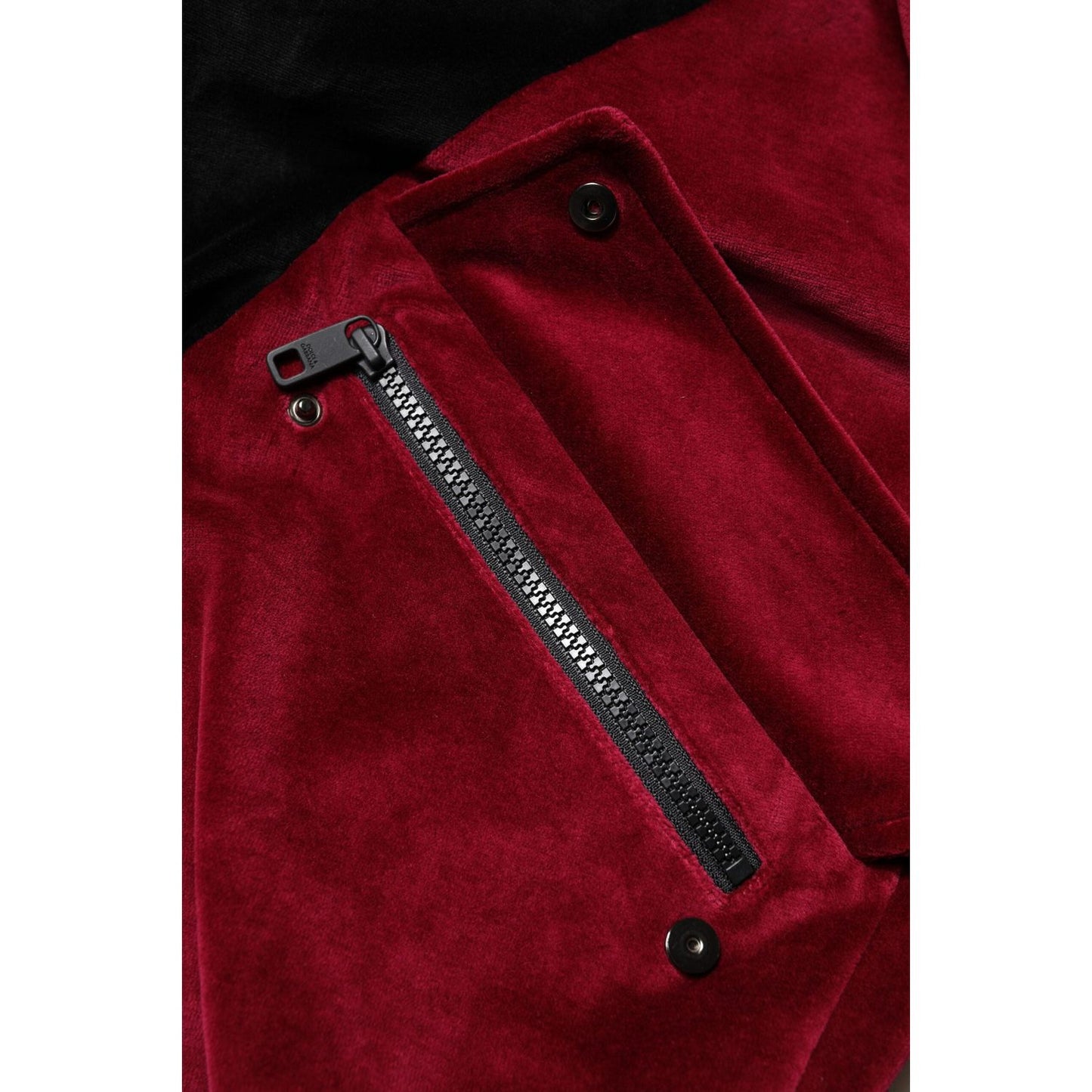 Dolce & Gabbana Red Black Cotton Logo FullZip Bomber Jacket TSH90304-52