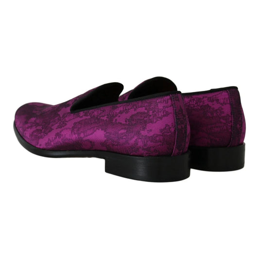 Dolce & Gabbana Elegant Silk-Wool Blend Loafers in Purple