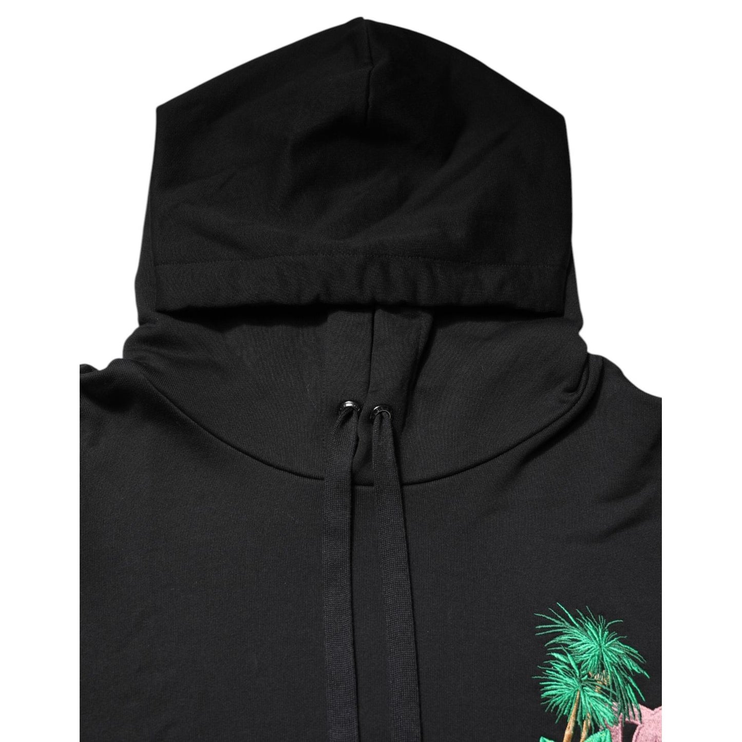 Dolce & Gabbana Black Embroidery Hooded Sweatshirt Sweater TSH90276-54