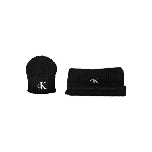 Calvin Klein Black Alpaca Women Scarf Set CA-19056