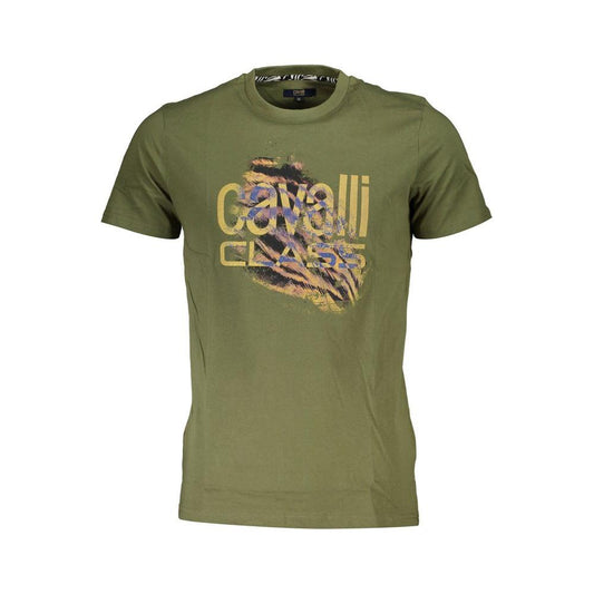 Cavalli Class Green Cotton T-Shirt