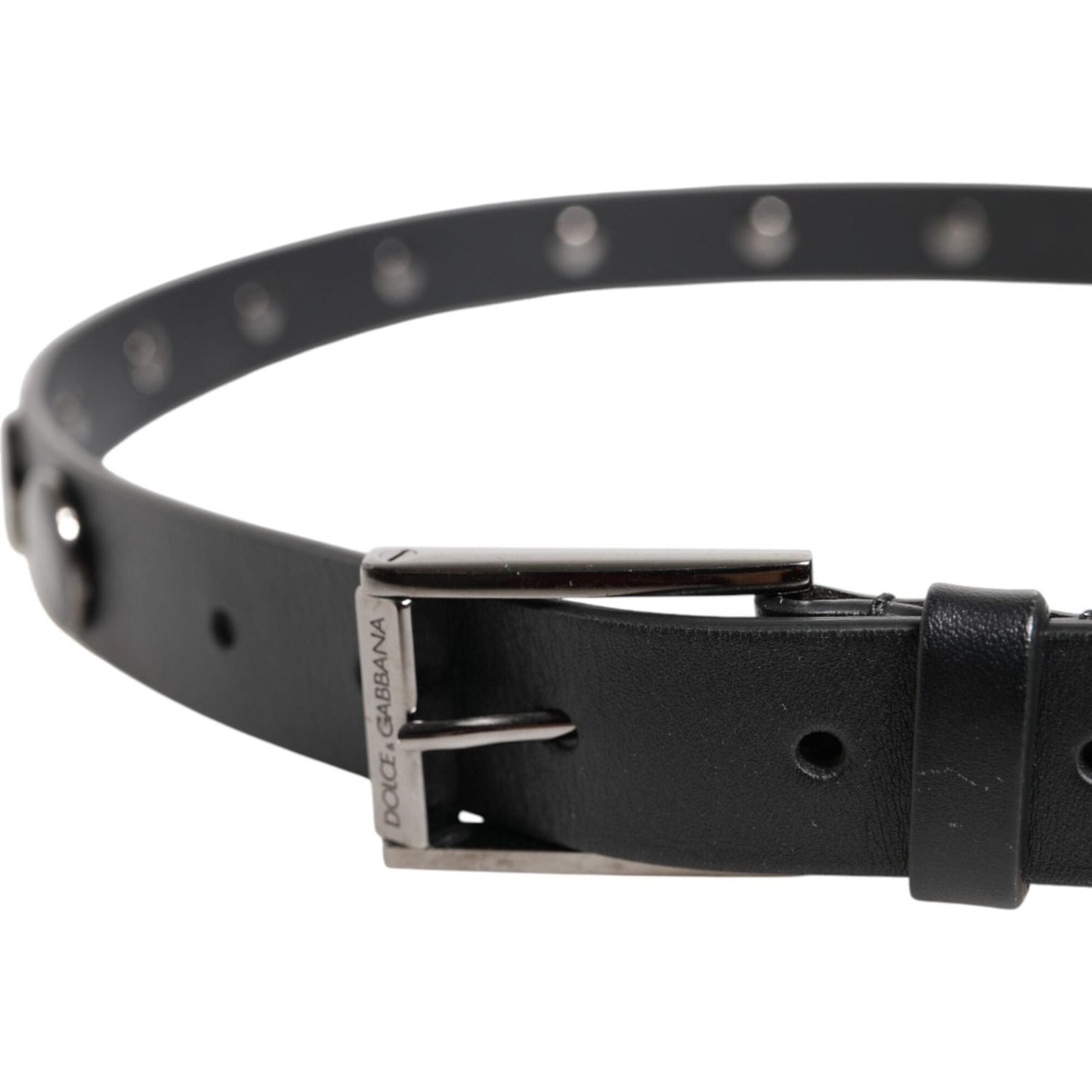 Dolce & Gabbana Black Luxury Leather DG Studs Buckle Belt BEL9399-90
