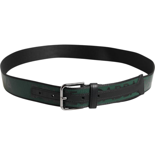 Dolce & Gabbana Green Black Polyester DG Logo Buckle Belt BEL9425-95