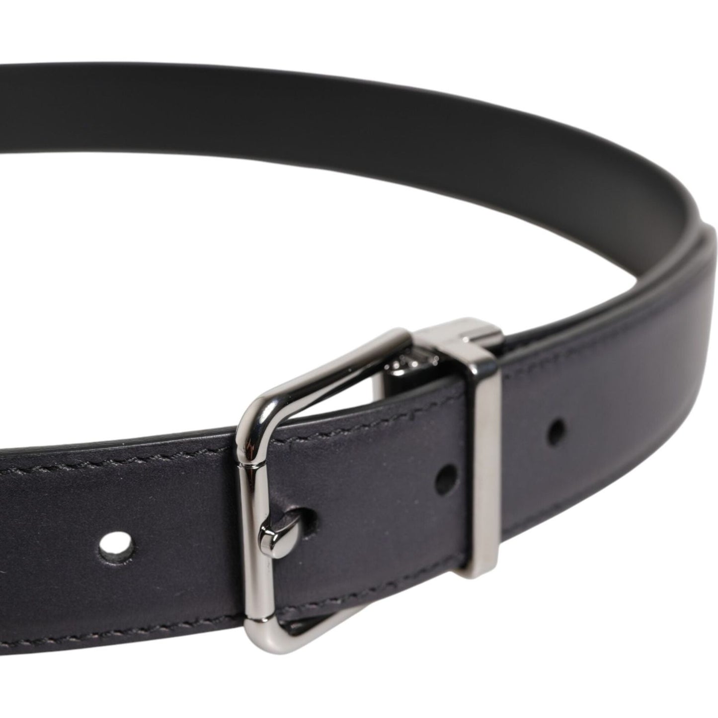 Dolce & Gabbana Black Classic Calf Leather Silver Buckle Belt BEL9435-85