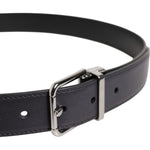 Dolce & Gabbana Black Classic Calf Leather Silver Buckle Belt BEL9435-85