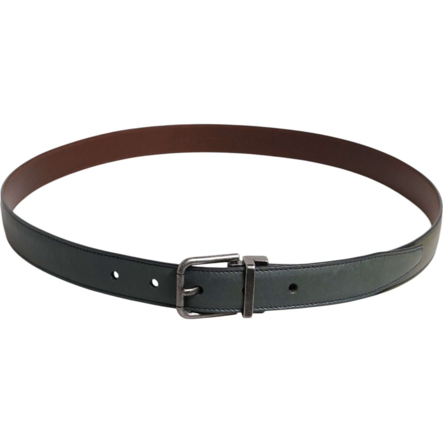 Dolce & Gabbana Green Classic Leather Metal Buckle Belt BEL9445-95