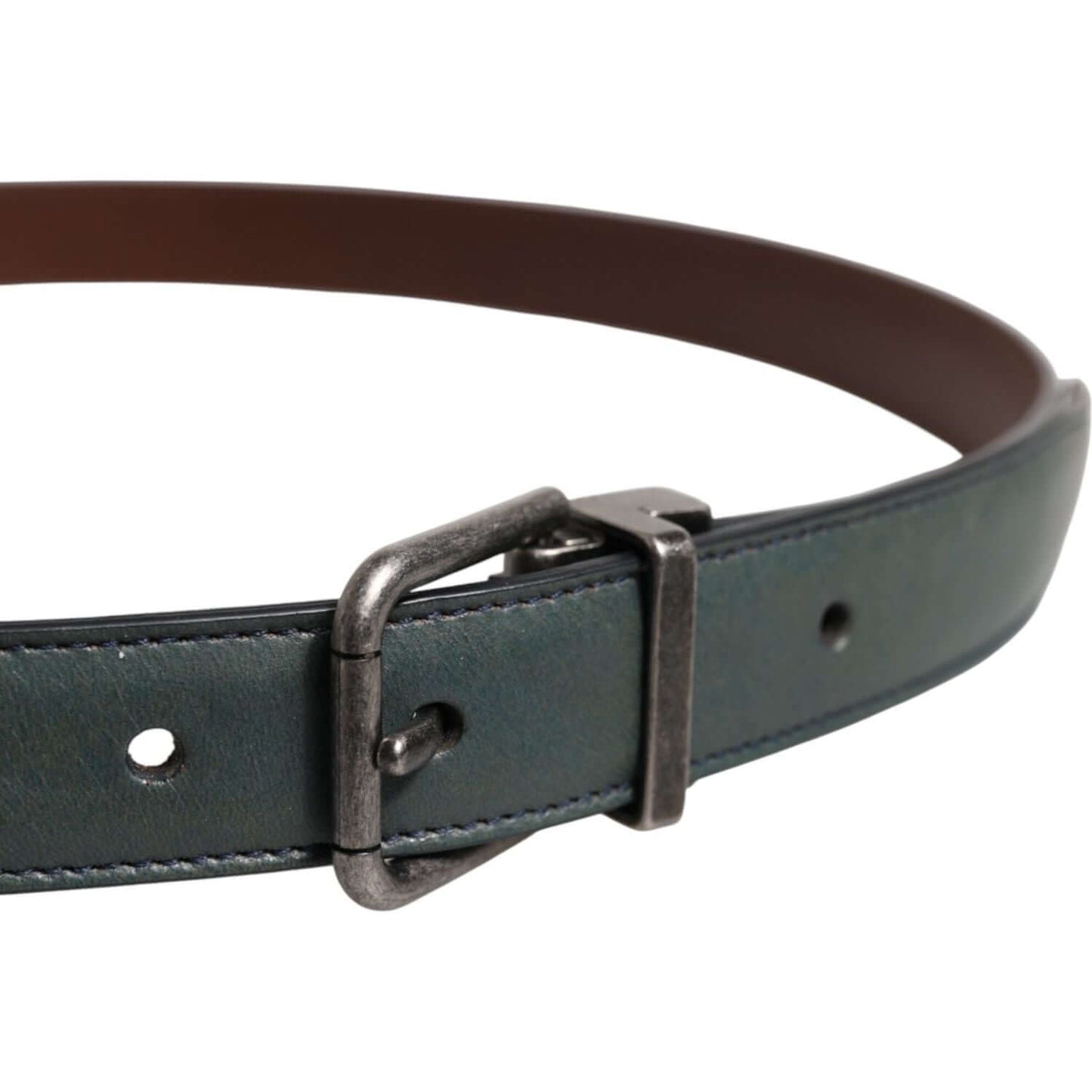 Dolce & Gabbana Green Classic Leather Metal Buckle Belt BEL9445-95