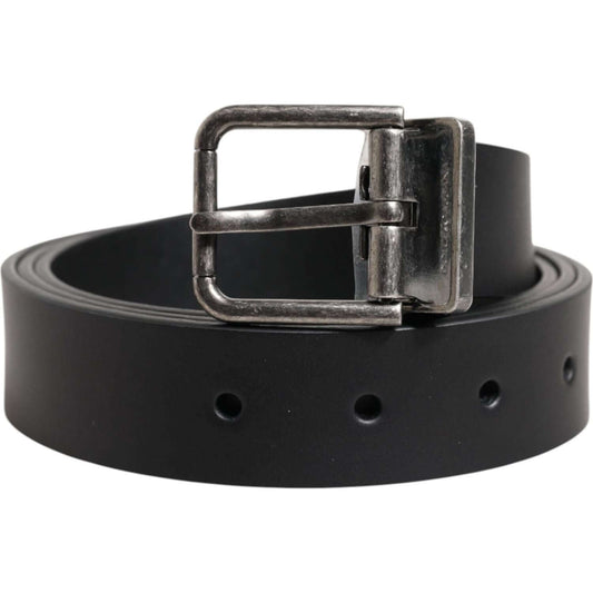 Dolce & Gabbana Black Classic Leather Metal Buckle Belt BEL9446-90
