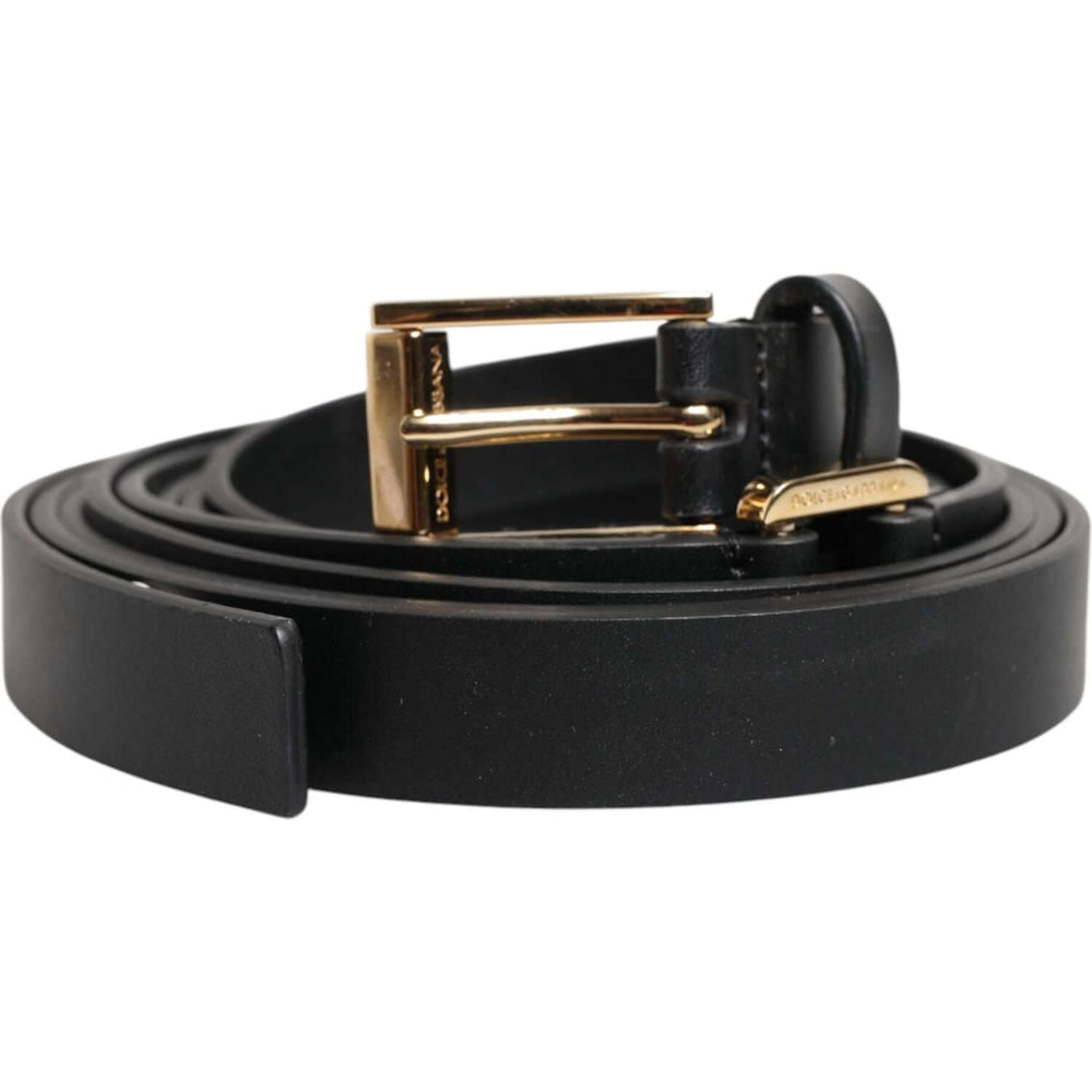 Dolce & Gabbana Black Double Strap Leather Gold Buckle Belt BEL9450-105