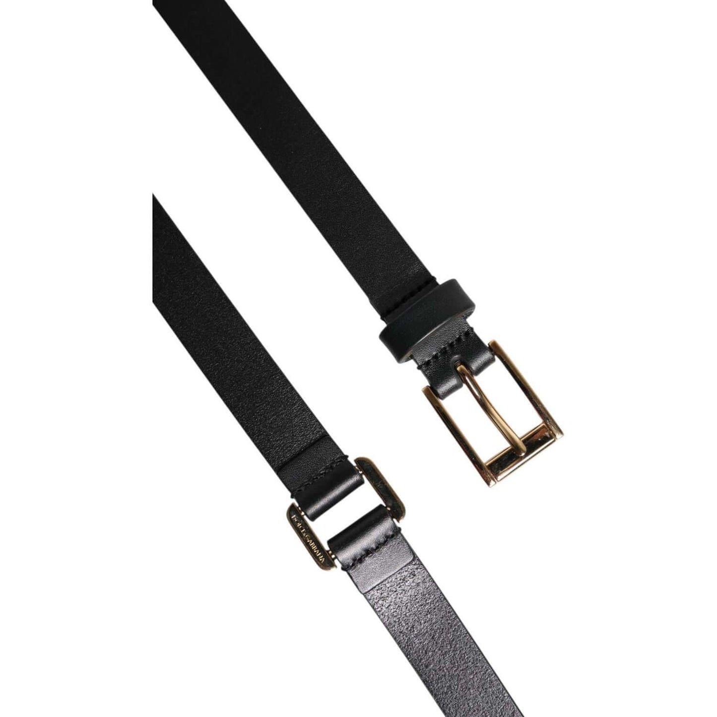 Dolce & Gabbana Black Double Strap Leather Gold Buckle Belt BEL9450-105