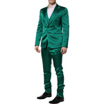 Dolce & Gabbana Green Silk 3 Piece Single Breasted Suit