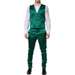 Dolce & Gabbana Green Silk 3 Piece Single Breasted Suit