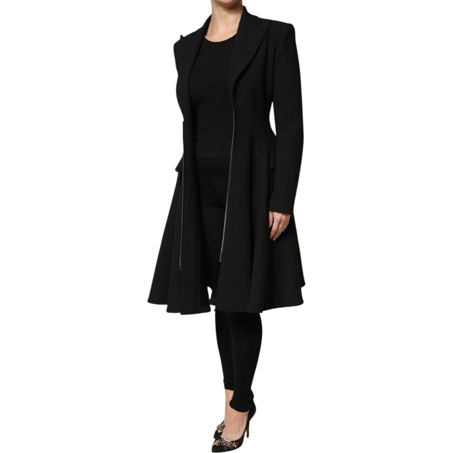 Les Hommes Black Polyester Single Breasted Trench Coat Jacket JKT41302-40
