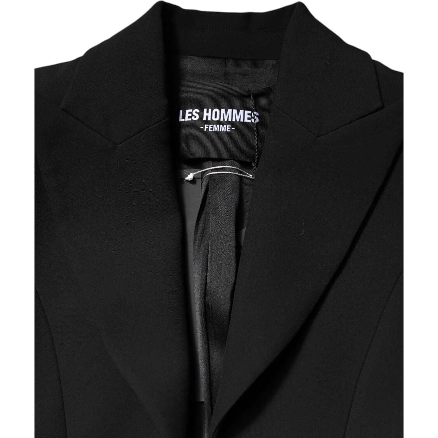 Les Hommes Black Polyester Single Breasted Trench Coat Jacket JKT41302-40