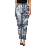 Dolce & Gabbana Blue Washed Print High Waist Denim Jeans PAN76303-36