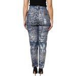 Dolce & Gabbana Blue Washed Print High Waist Denim Jeans PAN76303-36