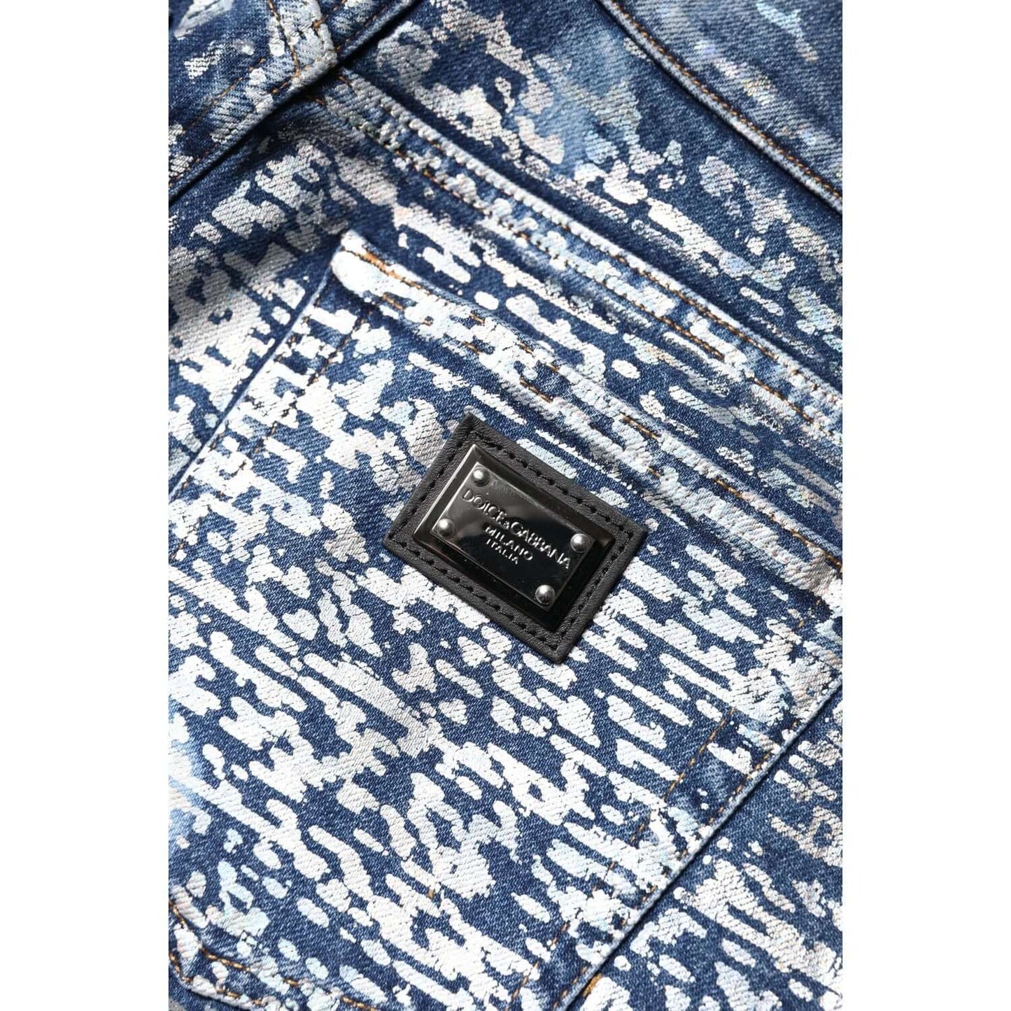 Dolce & Gabbana Blue Washed Print High Waist Denim Jeans PAN76303-36