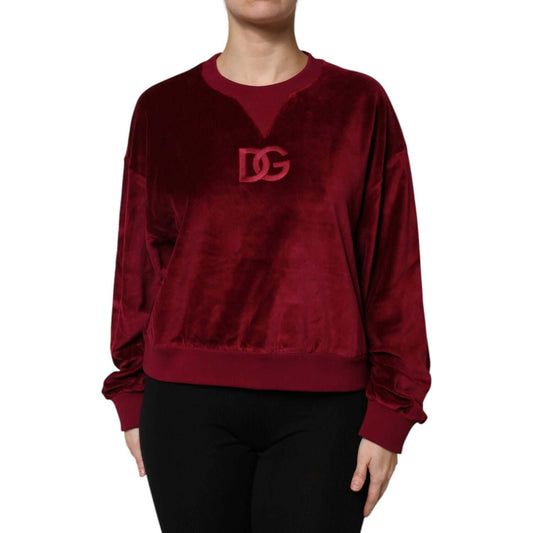 Dolce & Gabbana Red Cotton Velvet Crew Neck Pullover Sweater TSH90490-36