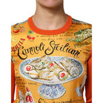 Dolce & Gabbana Orange Cannoli Sicilian Silk Crew Neck Top TSH90421-40