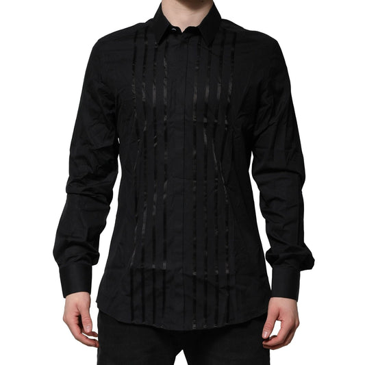 Dolce & Gabbana Black Cotton GOLD Mens Dress Formal Shirt TSH906791-42