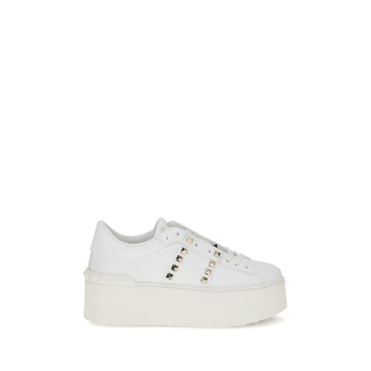 Valentino Garavani White Calf Leather Bos Taurus Platform Sneakers