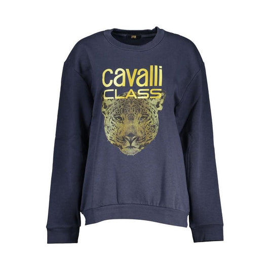Cavalli Class Elegant Blue Fleece Crew Neck Sweatshirt CA-28643-M
