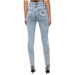 Balmain Blue Cotton Women's High-Waisted Jean BA-15508-IT40|S