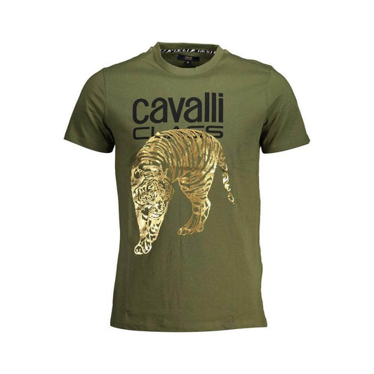 Cavalli Class Green Cotton Men T-Shirt